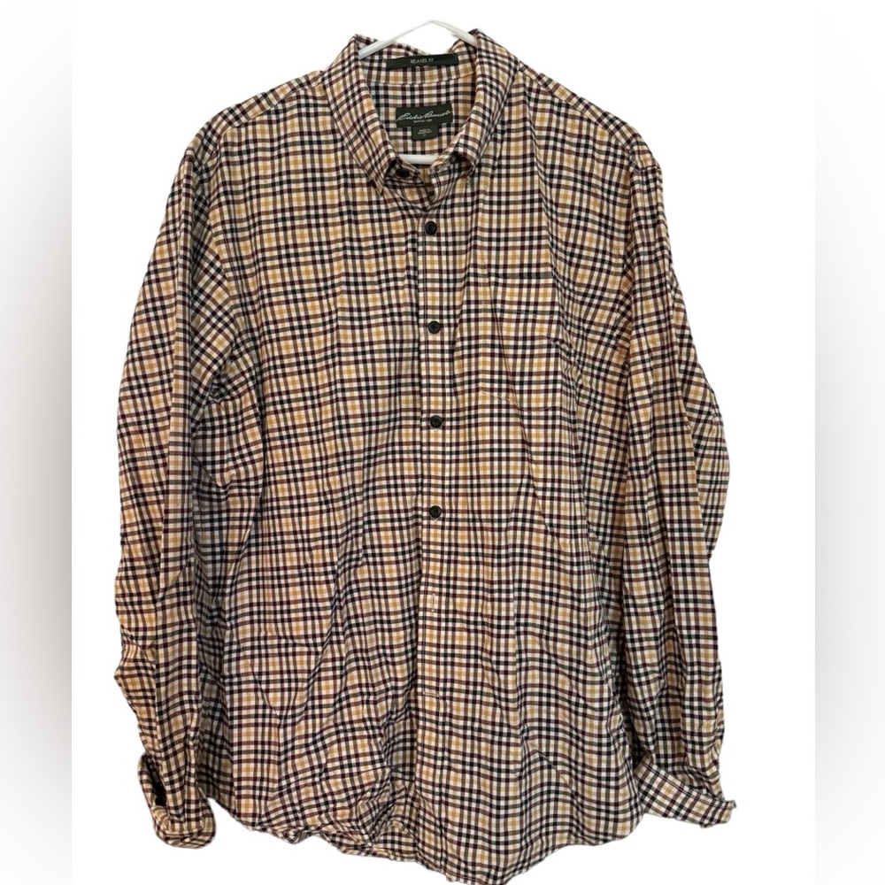 Men’s Eddie Bauer Long Sleeve Checked Button Down. Relaxed Fit. Size XL